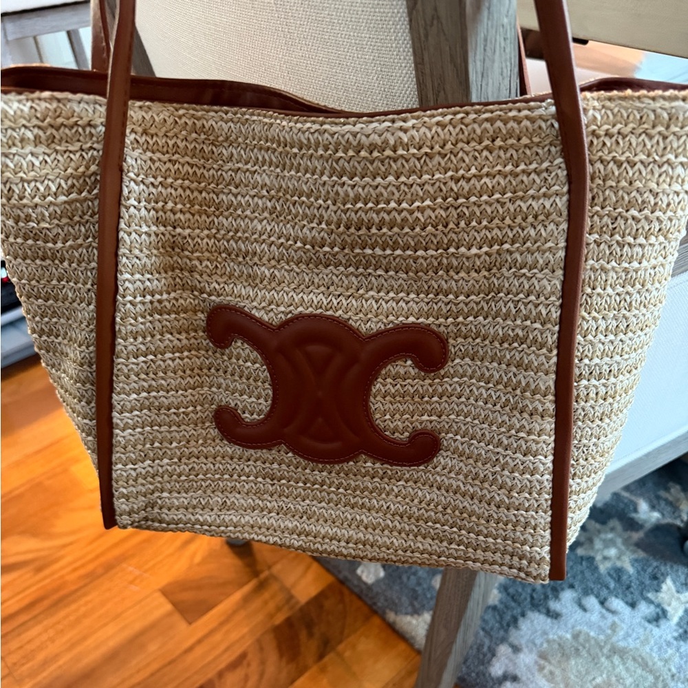 CE Woven Straw Tote Bag Crotchet Bag - Picture 2 of 5